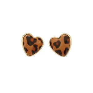 Σκουλαρίκια Καρδιά Animal Print Μεγάλα